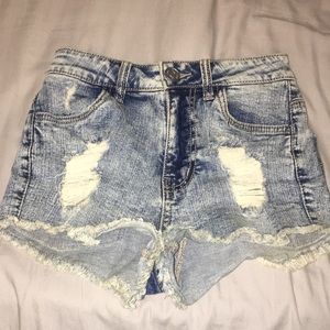 Ripped jean shorts